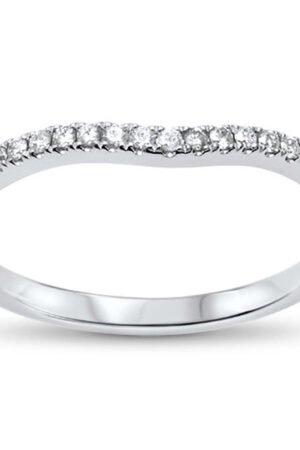 .13cts 14kt White Gold Round Diamond Curved Accent Wedding Anniversary Band Size 6.5