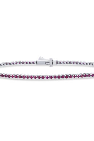 <span style="color:purple">SPECIAL!</span> 1.62ct G SI 14K White Gold Natural Ruby Tennis Bracelet 7"