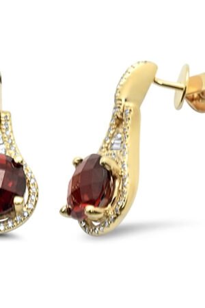 <span>GEMSTONE CLOSEOUT! </span> 3.43cts 14k Yellow Gold Round Garnet & Diamond Earrings