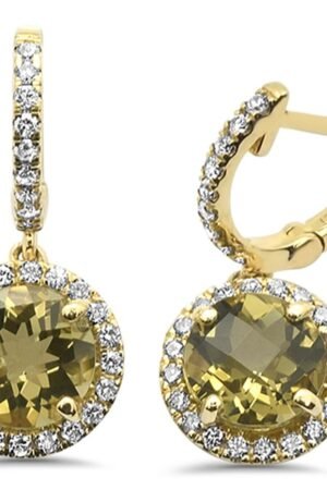 <span>GEMSTONE CLOSEOUT! </span> 2.75cts 10k Yellow Gold Round Olive & Diamond Earrings