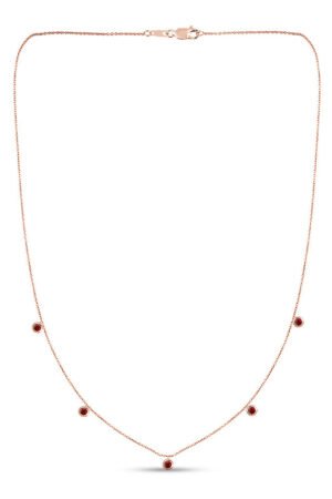 <span>GEMSTONE CLOSEOUT! </span> .32ct 14K Rose Gold Natural Ruby Gemstone Diamond by the Yard Pendant Necklace 18"