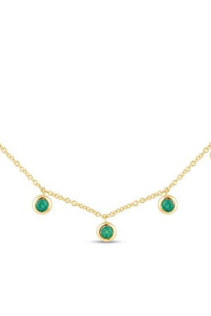 <span>GEMSTONE CLOSEOUT! </span> .24ct G SI 14K Yellow Gold Emerald Gemstone By the Yard Style Pendant Necklace