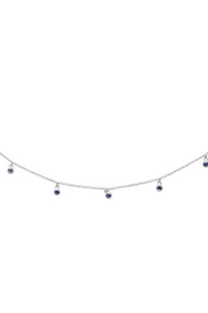 <span>GEMSTONE CLOSEOUT! </span> .31ct G SI 14K White Gold Blue Sapphire Gemstone By the Yard Style Pendant Necklace
