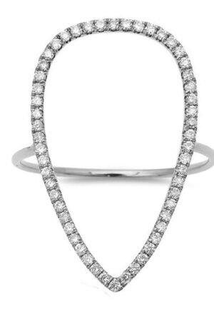 <span>DIAMOND CLOSEOUT! </span>.31ct 14kt White Gold Diamond Pear Cut out Modern Fine Ring Size 6.5