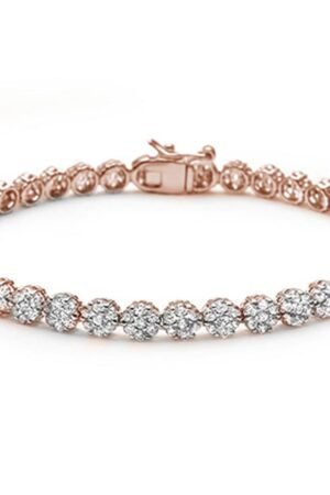 Rose gold Plated Elegant Round Cubic Zirconia .925 Sterling Silver Tennis Bracelet